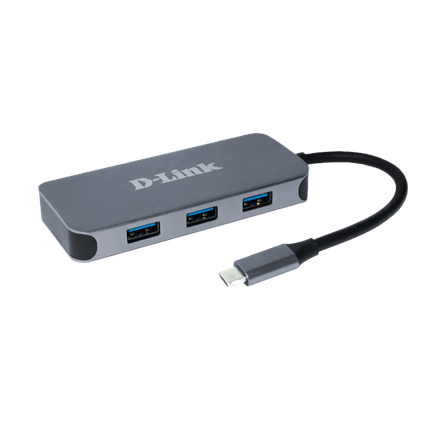 HUB extern D-LINK, porturi 3 x SuperSpeed USB 3.0, 1 x USB-C with data sync & PD 60W, 1xHDMI 4k, 1xRJ-45 Gigabit, conectare prin USB-C, cablu 10 cm, metalic, arg "DUB-2335" (timbru verde 0.8 lei)