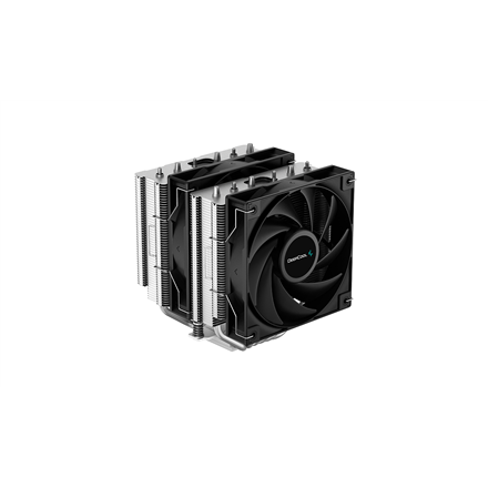 Cooler Deepcool "AG620", compatibil skt. Intel si AMD, racire cu aer, ventilator 120 mm x 2, 1850 rpm, inaltime cooler 157 mm, 6 heatpipe, "R-AG620-BKNNMN-G-1" (timbru verde 2.00 lei)