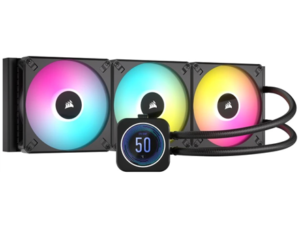 Cooler Corsair "iCUE H150i ELITE LCD XT", skt universal, racire cu lichid, ventilator 120 mm x 3, 2100 rpm, iluminat RGB, "CW-9060075-WW" (timbru verde 2 lei)