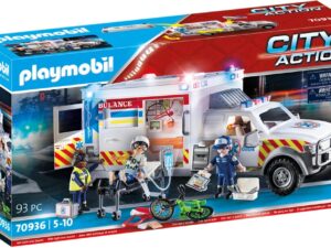 PLAYMOBIL Rescue Vehicles: Ambulance with Lights and Sound 70936