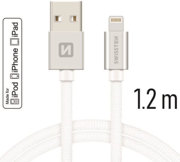 Swissten MFI Textile Fast Charge 3A Lightning Data and Charging Cable 1.2m - Image 2