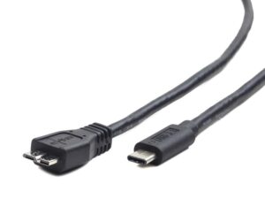 CABLU alimentare si date GEMBIRD, pt. smartphone, USB 3.0, USB-B (T) la USB Type-C (T), 1m, conectori auriti, max. 18W, negru, "CCP-USB3-mBMCM-1M" (timbru verde 0.08 lei)