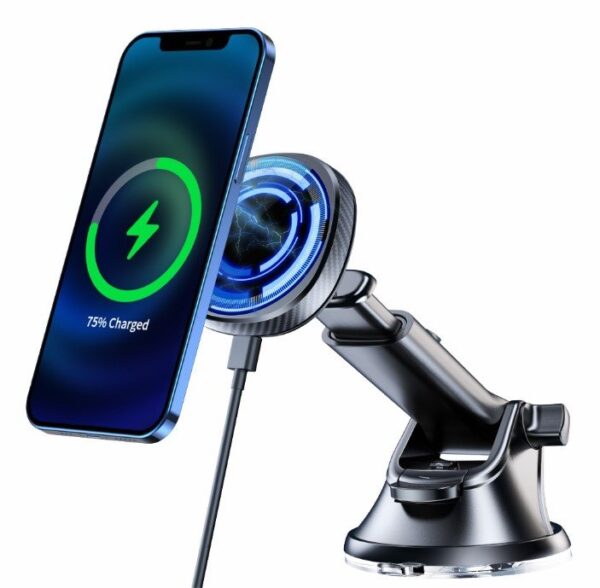 Swissten Magnetic Car Holder with Wireless Charger 15W (MagSafe compatible) - Image 2