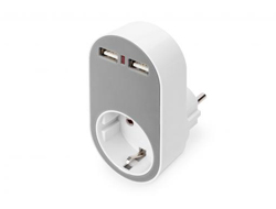 Cable Digitus  Universal USB Plug-in Charger with 2 x USB-A Sockets and Integrated Socket | DA-70617