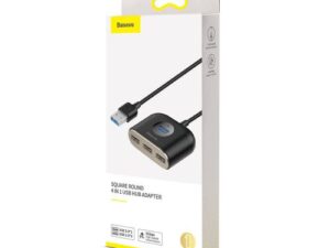 HUB extern Baseus Square, porturi USB: USB 3.0 x 1 + USB 2.0 x 3, conectare prin USB 3.0, lungime 1 m, negru, "CAHUB-AY01" (timbru verde 0.8 lei) - 6953156297104