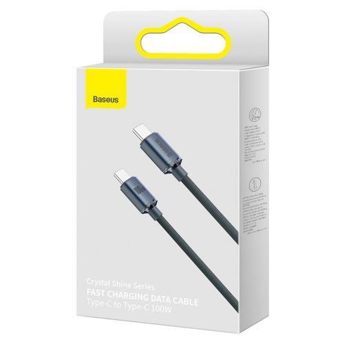CABLU alimentare si date Baseus Crystal Shine, Fast Charging Data Cable pt. smartphone, USB Type-C la USB Type-C 100W, 2m, braided, negru "CAJY000701" (timbru verde 0.18 lei) - 6932172602895 - Image 8