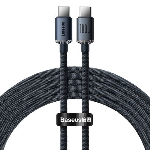 CABLU alimentare si date Baseus Crystal Shine, Fast Charging Data Cable pt. smartphone, USB Type-C la USB Type-C 100W, 2m, braided, negru "CAJY000701" (timbru verde 0.18 lei) - 6932172602895 - Image 7