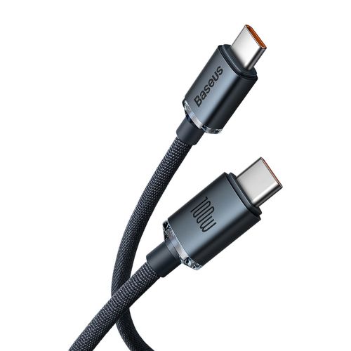 CABLU alimentare si date Baseus Crystal Shine, Fast Charging Data Cable pt. smartphone, USB Type-C la USB Type-C 100W, 2m, braided, negru "CAJY000701" (timbru verde 0.18 lei) - 6932172602895 - Image 4