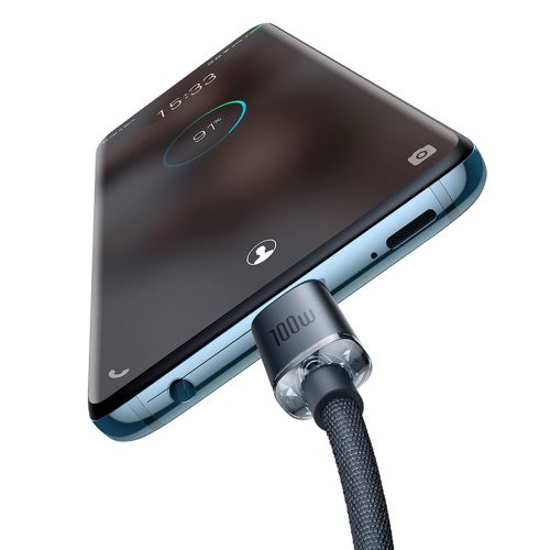 CABLU alimentare si date Baseus Crystal Shine, Fast Charging Data Cable pt. smartphone, USB Type-C la USB Type-C 100W, 2m, braided, negru "CAJY000701" (timbru verde 0.18 lei) - 6932172602895 - Image 5