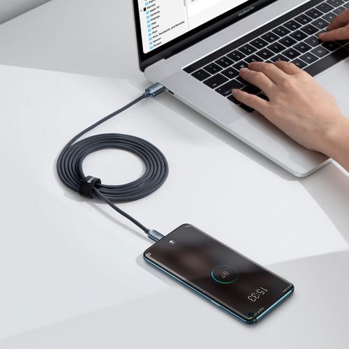 CABLU alimentare si date Baseus Crystal Shine, Fast Charging Data Cable pt. smartphone, USB Type-C la USB Type-C 100W, 2m, braided, negru "CAJY000701" (timbru verde 0.18 lei) - 6932172602895 - Image 11