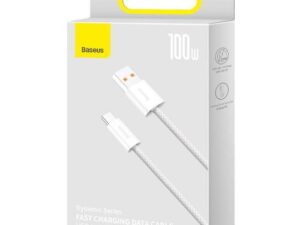 CABLU alimentare si date Baseus Dynamic, Fast Charging Data Cable pt. smartphone, USB la USB Type-C 100W, brodat, 1m, alb "CALD000602" (timbru verde 0.18 lei) - 6932172607456