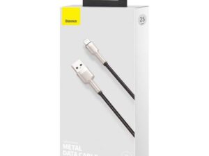 CABLU alimentare si date Baseus Cafule Metal, Fast Charging Data Cable pt. smartphone, USB la Lightning Iphone 2.4A, braided, 0.25m, negru "CALJK-01" (timbru verde 0.08 lei) - 6953156202238
