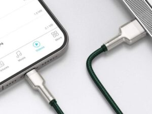 CABLU alimentare si date Baseus Cafule Metal, Fast Charging Data Cable pt. smartphone, USB la Lightning Iphone 2.4A, braided, 2m, verde "CALJK-B06" (timbru verde 0.08 lei) - 6953156202313