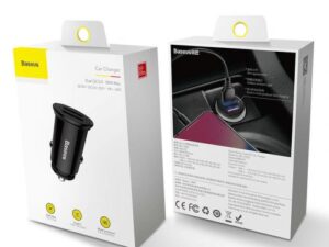 INCARCATOR auto Baseus Circular Plastic, Quick Charge 30W, 2 x USB Output 4.5V/5A, pt. bricheta auto, negru "CCALL-YD01" (timbru verde 0.18 lei) - 6953156286511