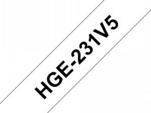 Brother HGE231V5 Tejp Svart Text, Vit botten, 12mm, High Grade 5-pack