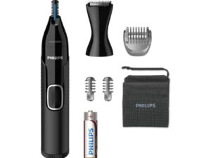 Philips Nose and ear trimmer NT5650/16 100% waterproof, AA-battery included, , precision comb, 2 eyebrow combs 3mm/5mm, on/off button, black