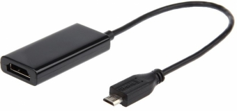 ADAPTOR video GEMBIRD, adaptor Micro-USB (T) la HDMI (M), 16cm, rezolutie maxima Full HD (1920 x 1080) la 60Hz, conecteaza smartphone cu mufa 5-pin MHL la TV, negru, "A-MHL-002" (timbru verde 0.08 lei)