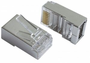 MUFA RJ-45 GEMBIRD pt. cablu FTP, SFTP, Cat5e, RJ-45 (T), ecranat, plastic cu metal, 100 buc, "PLUG5SP/100"