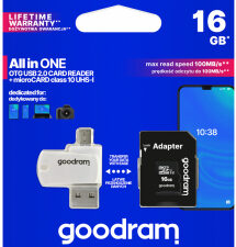 Goodram MicroSDHC 16GB All in one class 10 UHS I + Card reader
