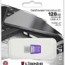 128GB DataTraveler microDuo 3C 200MB/s dual USB-A + USB-C, "DTDUO3CG3/128GB" (timbru verde 0.03 lei)