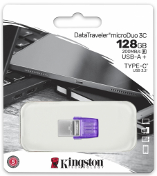 Kingston | DataTraveler | DT Micro Duo 3C | 128 GB | USB Type-C and Type-A | Purple