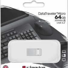 Kingston 64GB DataTraveler Micro 200MB/s Metal USB 3.2 Gen 1 EAN: 740617328066, "DTMC3G2/64GB"(timbru verde 0.03 lei)