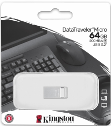 Kingston 64GB DataTraveler Micro 200MB/s Metal USB 3.2 Gen 1 EAN: 740617328066, "DTMC3G2/64GB"(timbru verde 0.03 lei)