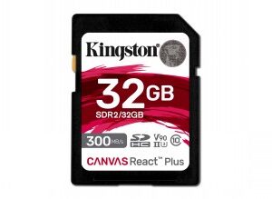 Kingston paměťová karta 32GB Canvas React Plus SDHC UHS-II 300R/260W U3 V90 for Full HD/4K/8K