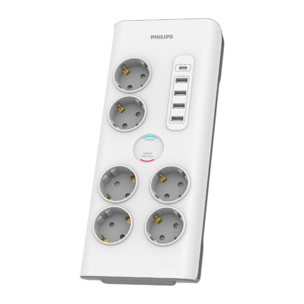 PHILIPS Surge protector 6 outlets 5 USB ports 2m cable