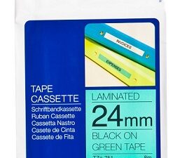 Banda laminata Original Brother Black on Green, TZE751, pentru D600|E500|E550|H500|P700|P710|P750|330|350|520|540|580|1400|1500|1600|1650|2200|2210|2300|2310|2400|2410|2430|2500|2600|2610|2700|2710|2730|2730|7500|7600, 24mm, incl.TV 0 RON, "TZE751"