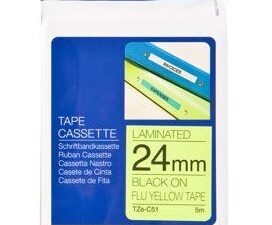 Brother TZeC51 24 mm, svart på neongul