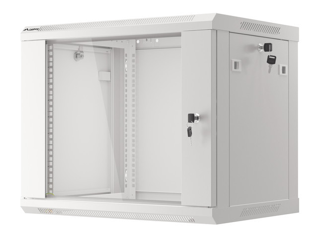 Lanberg wall-mounted installation rack cabinet 19'' 9U 600x450mm gray (glass door) - Image 6