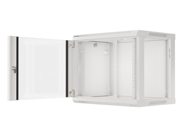 Lanberg wall-mounted installation rack cabinet 19'' 9U 600x450mm gray (glass door) - Image 7