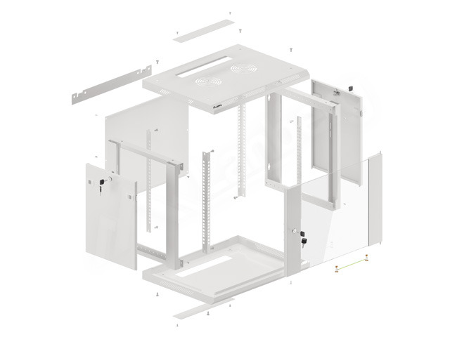 Lanberg wall-mounted installation rack cabinet 19'' 9U 600x450mm gray (glass door) - Image 15