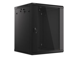 Szafa instalacyjna wisząca 19'' 15U 600X600mm czarna (drzwi      szklane)