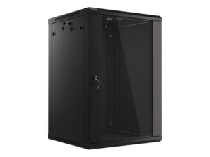 Szafa instalacyjna wisząca 19'' 18U 600X600mm czarna (drzwi      szklane)