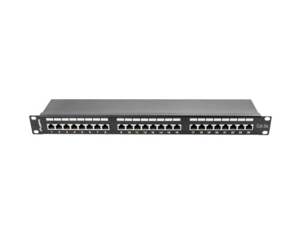 Patch Panel 24 Port 1U Kat.5E czarny ekranowany - Image 2