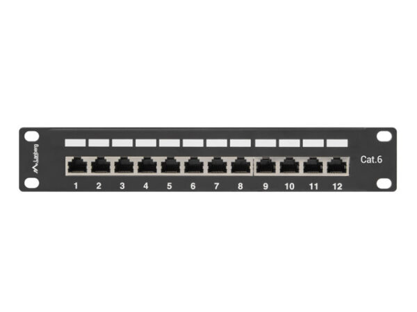 Patch Panel 12 Port 1U 10' cali kategoria 6 ekranowany czarny - Image 2