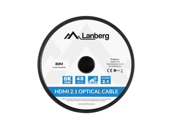 LANBERG HDMI v2.1 M/M cable 80m optical - Image 3