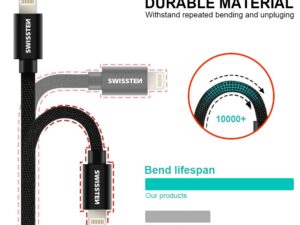 Swissten Textile Fast Charge 3A Lightning Data and Charging Cable 2m