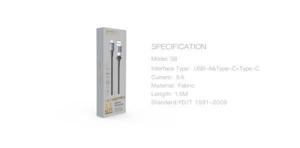 Orsen S8 2-IN-1 USB and Type-C 5A 1.5m black - Image 4