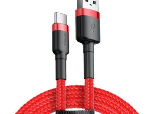 CABLU alimentare si date Baseus Cafule, Fast Charging Data Cable pt. smartphone, USB la USB Type-C 3A, 1m, rosu "CATKLF-B09" (timbru verde 0.08 lei) - 6953156278196