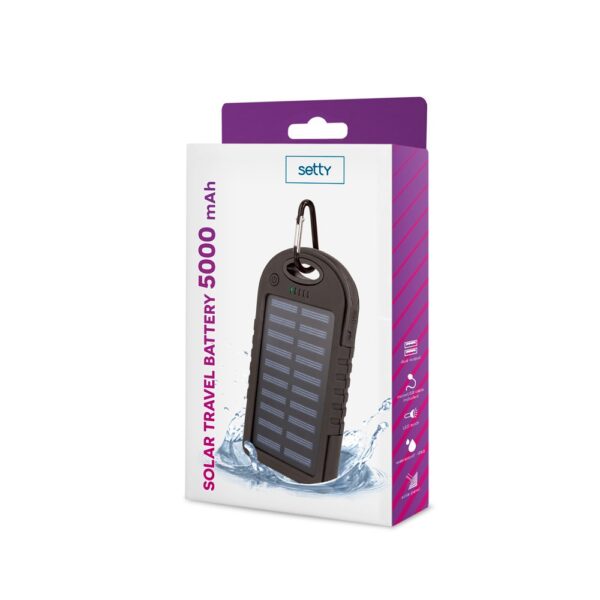 Setty Solar Power Bank 5000mAh Universal Charger for devices + Micro USB Cable - Image 2