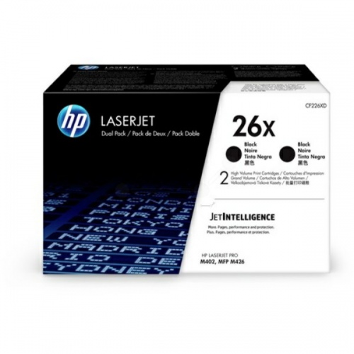 Dual-Pack Original HP Black, nr.26X, pentru LaserJet Pro M402|M426, 2 x 9K, (timbru verde 1.2 lei) , "CF226XD"