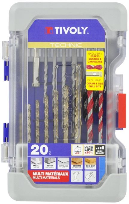 Tivoly Mixed Multi-Material Drill Bit Set – 20-Piece HSS & Carbide Bits Ø 3–8 mm, T20 Mixed RANGER Case - Image 2