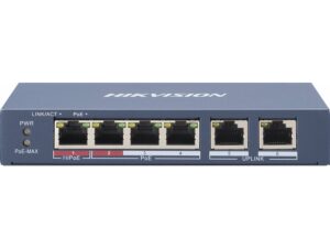 SWITCH PoE HIKVISION,  port 10/100 x 4, unmanaged, nerackabil, carcasa metalica, "DS-3E0106HP-E" (timbru verde 2 lei)
