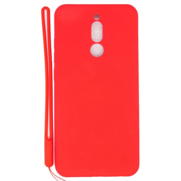 Xiaomi Redmi 8 Soft Touch Silicone Case with Strap Red - Image 2