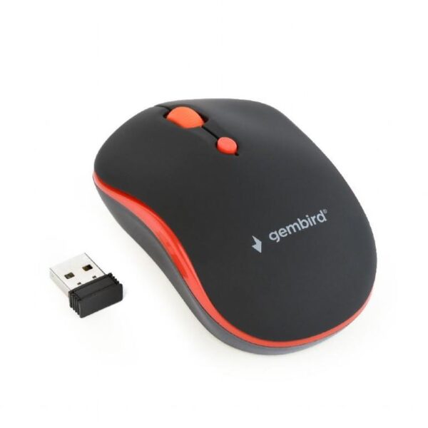 MOUSE GEMBIRD, PC sau NB, wireless, 2.4GHz, optic, 1600 dpi, butoane/scroll 4/1, , negru / rosu, "MUSW-4B-03-R" (timbru verde 0.18 lei)