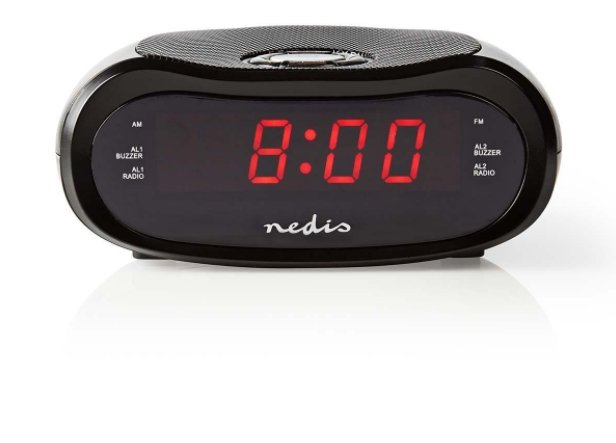 NEDIS digitální budík s rádiem/ LED displej/ AM/ FM/ funkce odloženého buzení/ časovač vypnutí/ 2 alarmy/ černý - Image 2