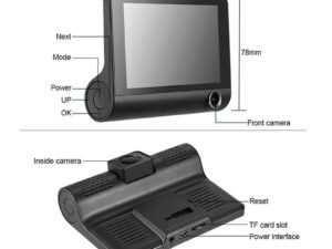 RoGer 3in1 Car video recorder with integrated front / rear / inside camera /  Full HD / 170 degree view